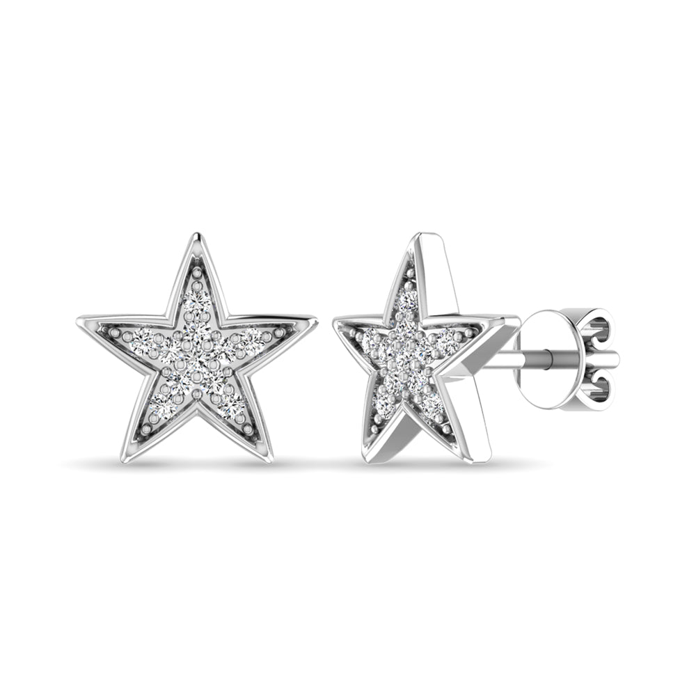 10K White Gold 1/20 Ct.tw Diamond Twinkle Star Earrings