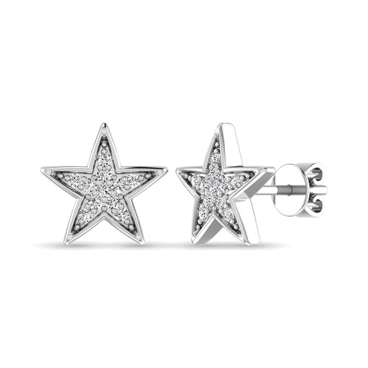 10K White Gold 1/20 Ct.tw Diamond Twinkle Star Earrings