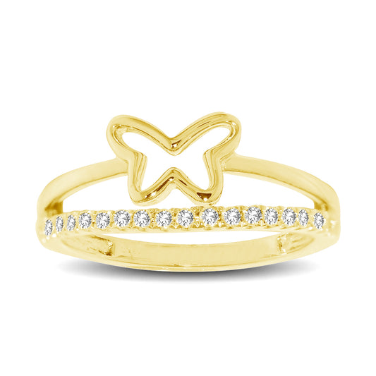 10K Yellow Gold 1/5 Ct.tw Diamond Butterfly Ring