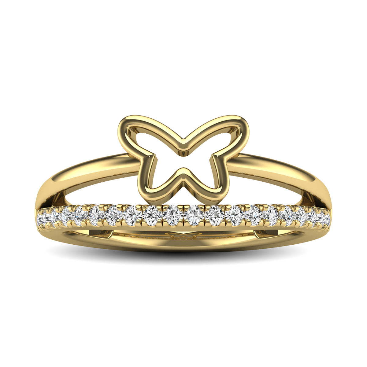 10K Yellow Gold 1/5 Ct.tw Diamond Butterfly Ring
