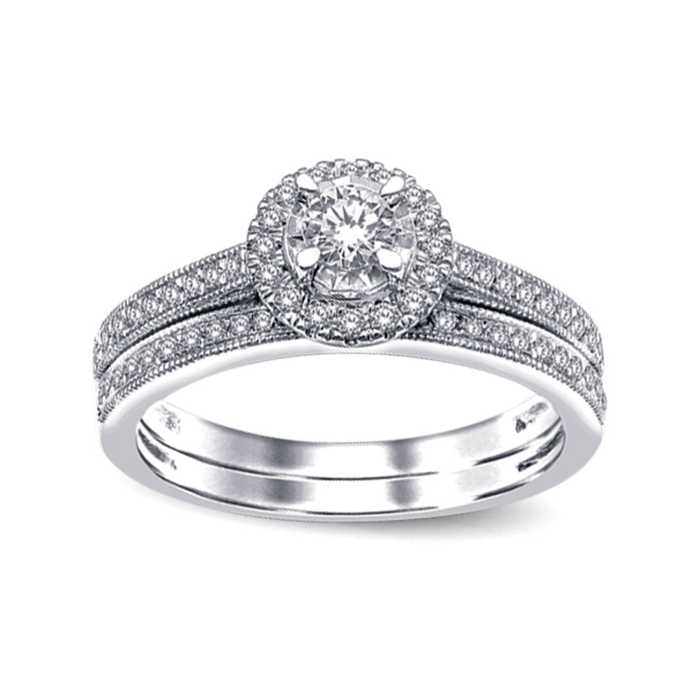 10K White Gold 1/2 Ct.tw Diamond Bridal Ring