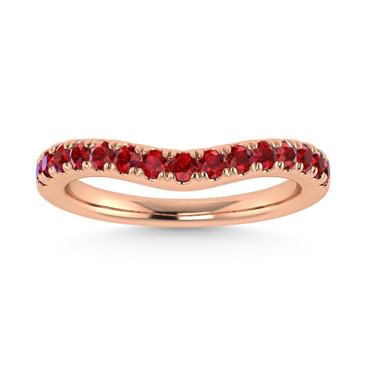 14K Rose Gold 5/8 Ct.Tw. Ruby Curve Band