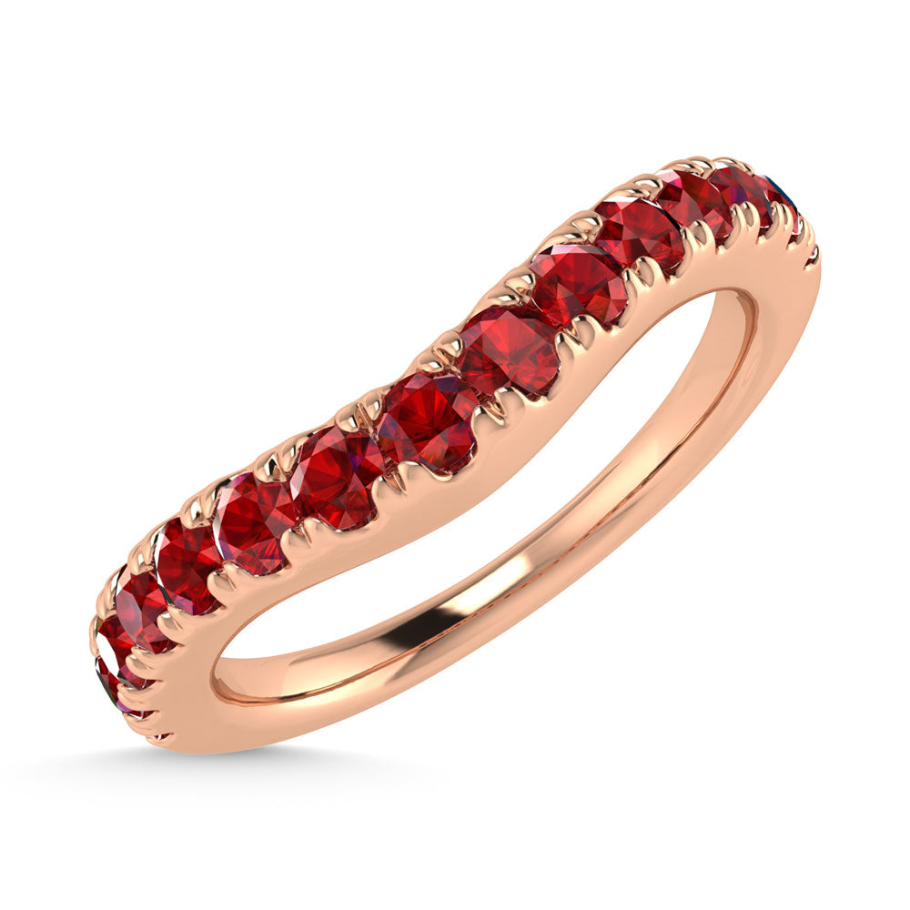 14K Rose Gold 5/8 Ct.Tw. Ruby Curve Band