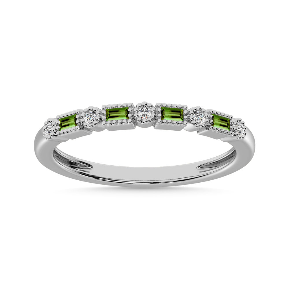 Diamond 1/4 Ct.Tw. And Peridot  Ring in 10K White Gold