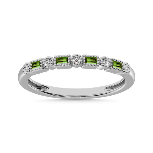 Diamond 1/4 Ct.Tw. And Peridot  Ring in 10K White Gold