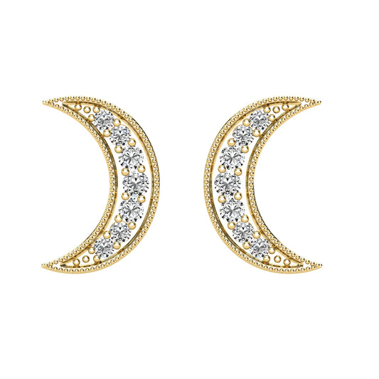 Diamond 1/6 Ct.Tw. Crescent Moon Earrings in 10K Yellow Gold