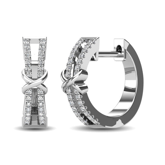 10K White Gold 1/6 Ct.Tw. Diamond Hoop Earrings