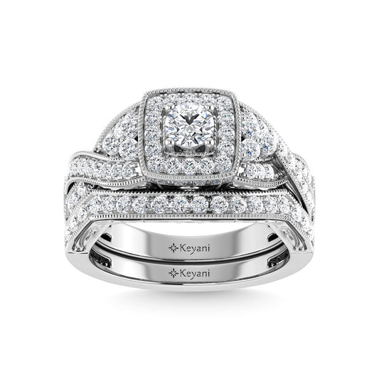 Diamond 1 Ct.Tw. Bridal Ring in 14K White Gold