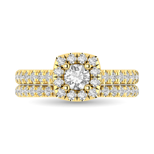 Diamond Classic Shank Single Halo Bridal Ring 1 Ct.tw Round Cut in 14K Yellow Gold