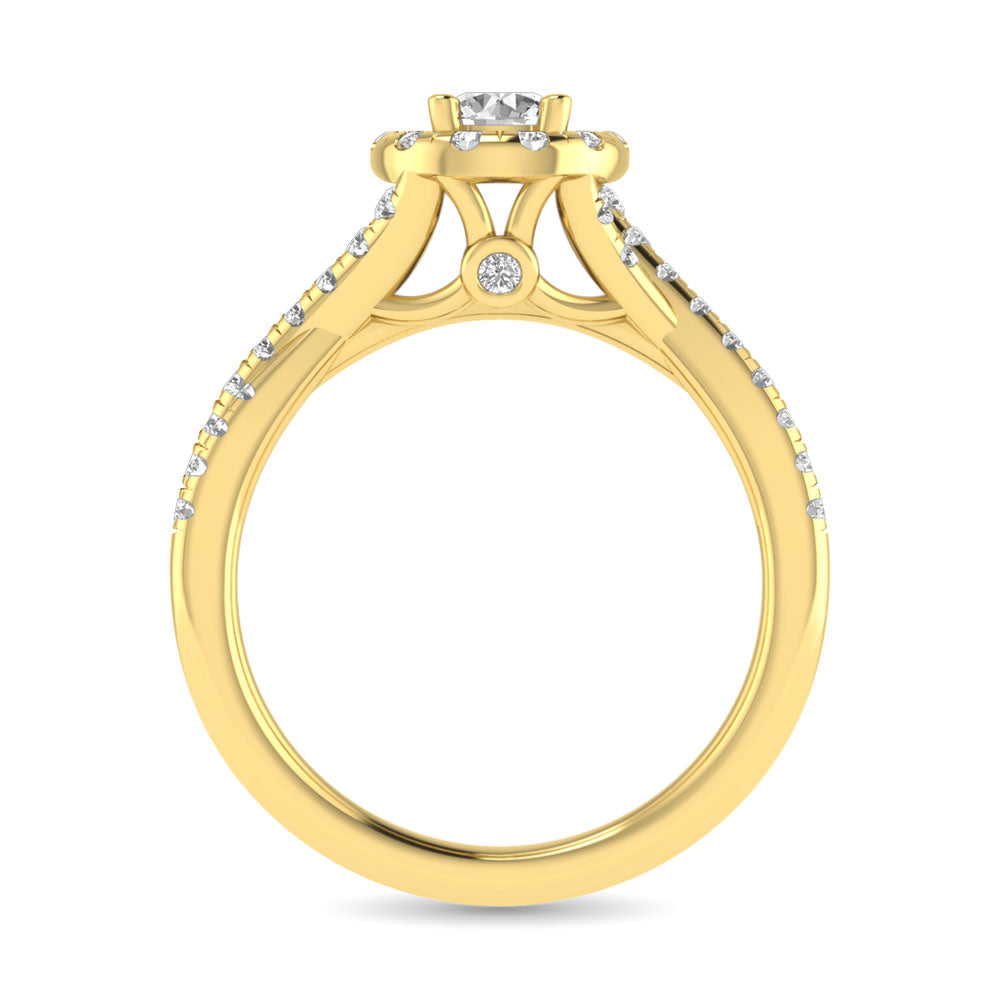 Diamond  Twist Shank Single Halo Bridal Ring 1 Ct.tw Round Cut in 14K Yellow Gold