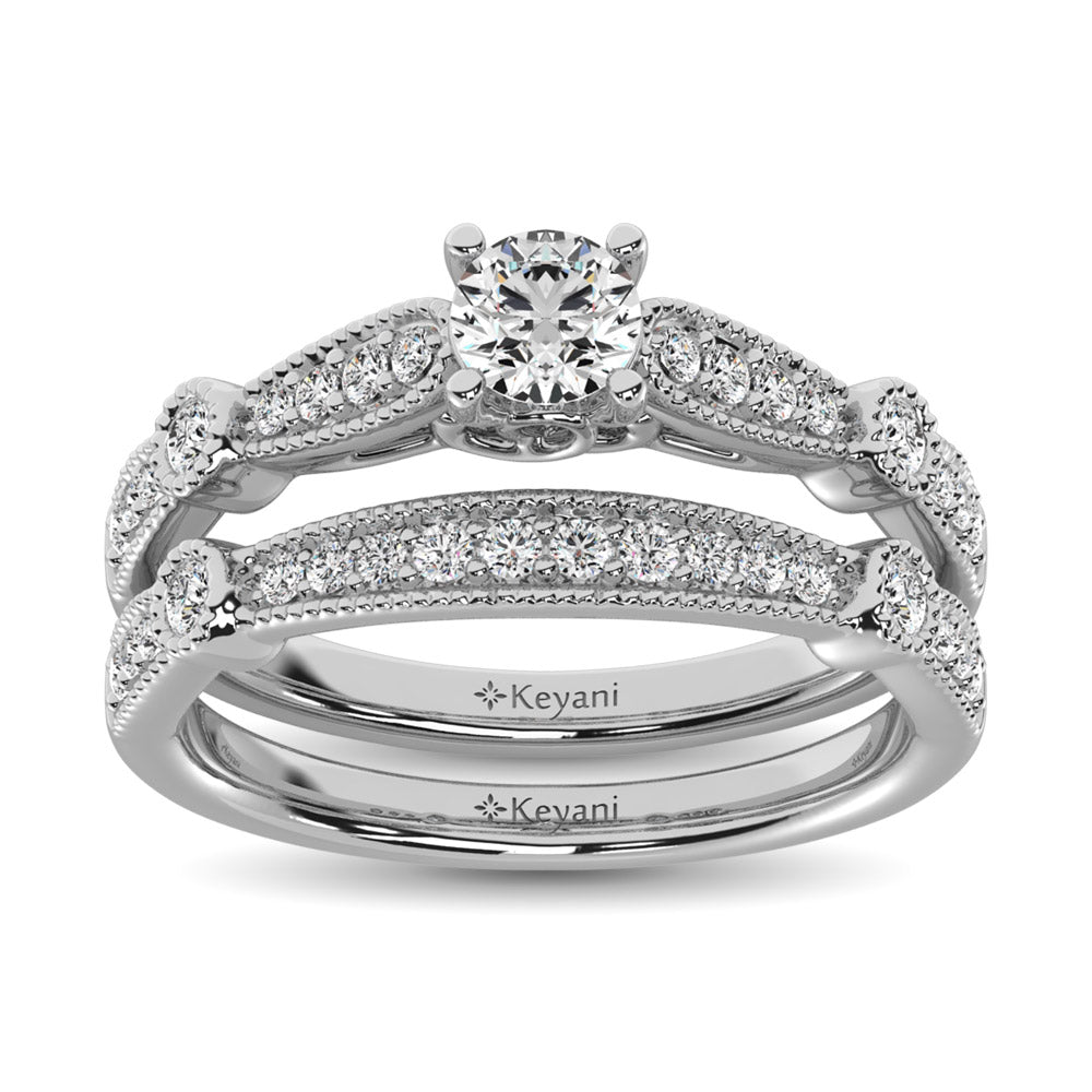 Diamond 3/4 Ct.Tw. Bridal Ring in 14K White Gold