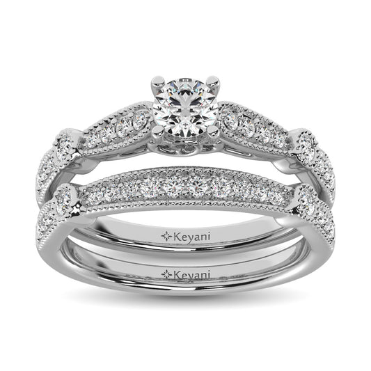 Diamond 3/4 Ct.Tw. Bridal Ring in 14K White Gold
