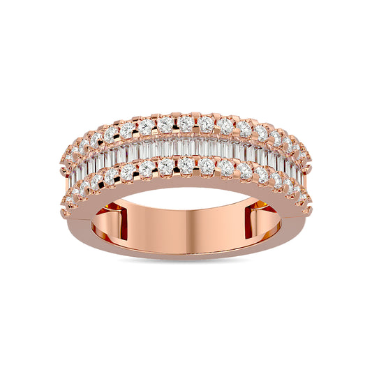 Diamond 1 Ct.Tw. Round and Baguette Fashion Band in 10K Rose Gold