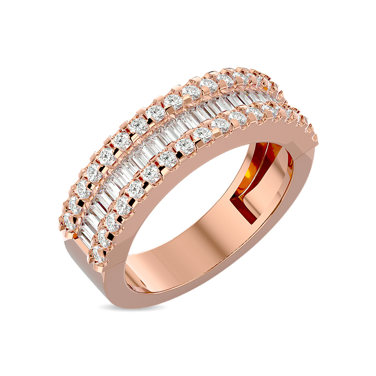 Diamond 1 Ct.Tw. Round and Baguette Fashion Band in 10K Rose Gold