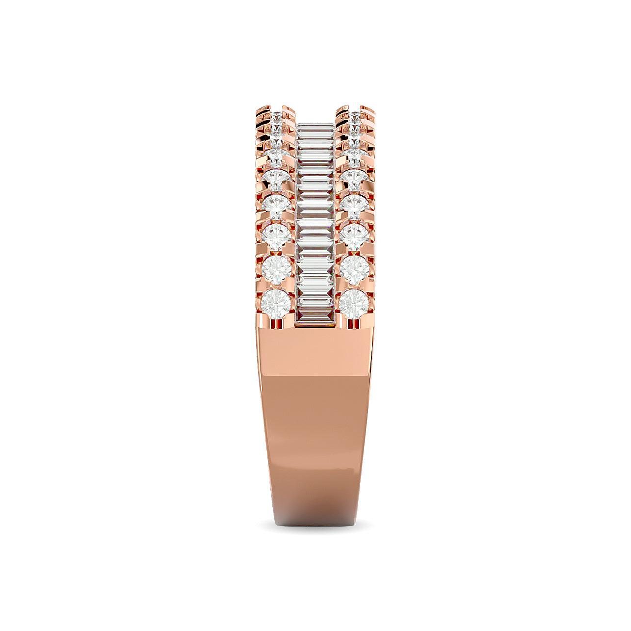 Diamond 1 Ct.Tw. Round and Baguette Fashion Band in 10K Rose Gold