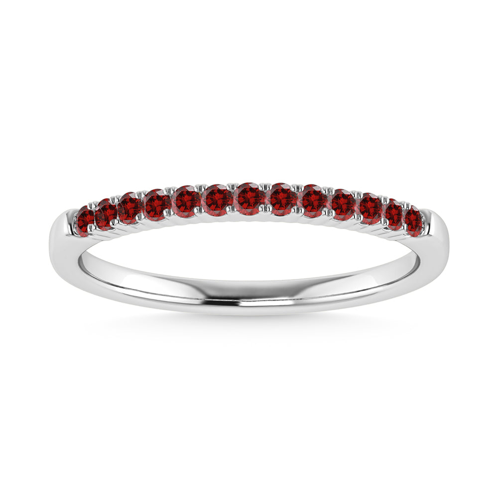 January Birthstone Garnet 1/4 Ct.Tw. Ladies Band in 10K White Gold