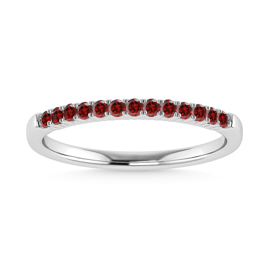 January Birthstone Garnet 1/4 Ct.Tw. Ladies Band in 10K White Gold