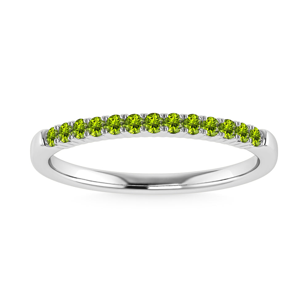 August Birthstone Peridot 1/6 Ct.Tw. Ladies Band in 10K White Gold