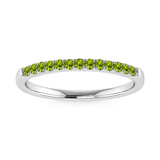 August Birthstone Peridot 1/6 Ct.Tw. Ladies Band in 10K White Gold