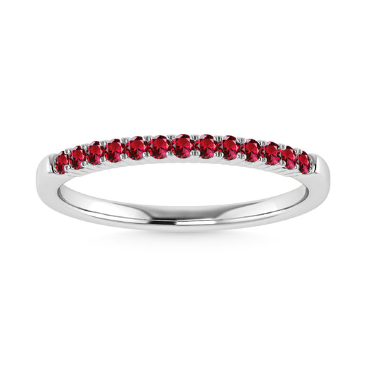 July Birthstone Ruby 1/5 Ct.Tw. Ladies Band in 10K White Gold