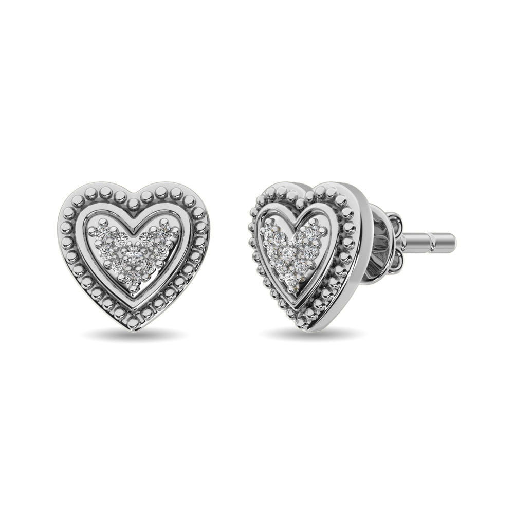 Diamond Heart Earrings 1/20 Ct.tw in Sterling Silver