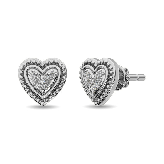 Diamond Heart Earrings 1/20 Ct.tw in Sterling Silver