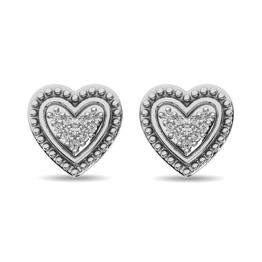 Diamond Heart Earrings 1/20 Ct.tw in Sterling Silver