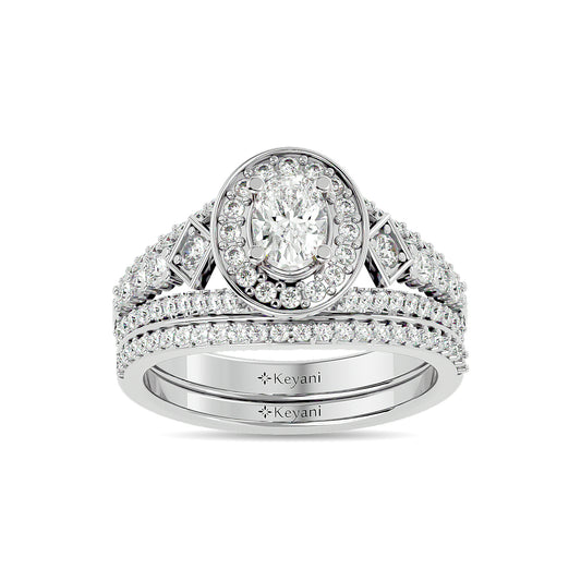 Diamond 1 1/4 Ct.Tw. Oval Shape Bridal Ring in 14K White Gold
