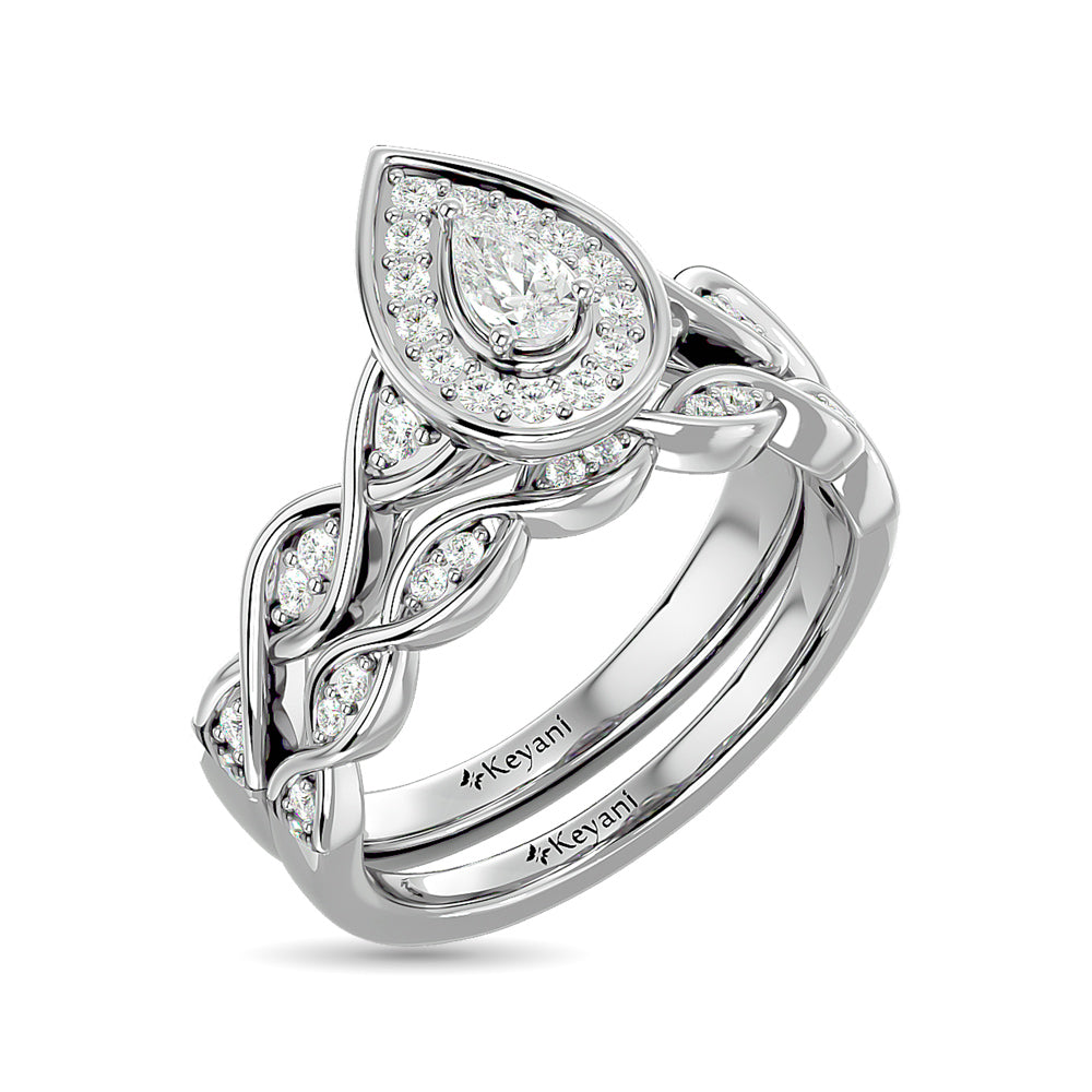 Diamond 1/2 Ct.Tw. Pear Cut Bridal Ring in 14K White Gold