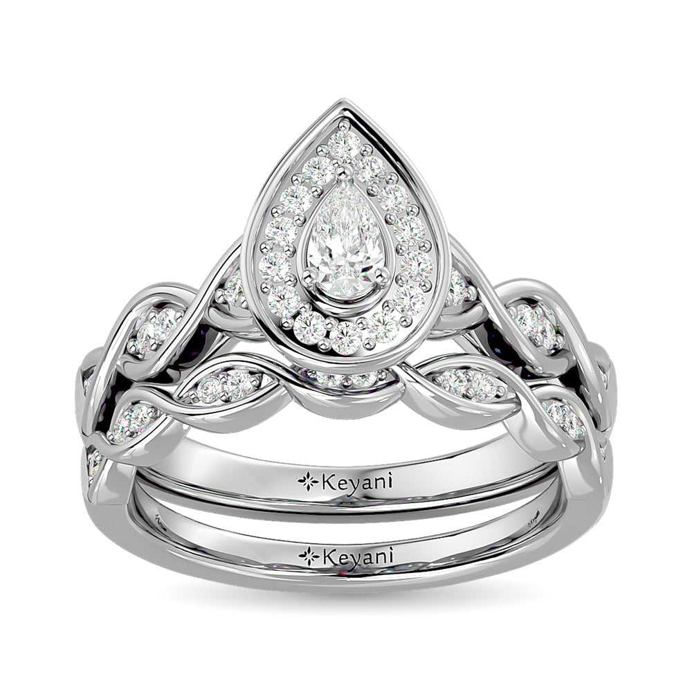 Diamond 1/2 Ct.Tw. Pear Cut Bridal Ring in 14K White Gold