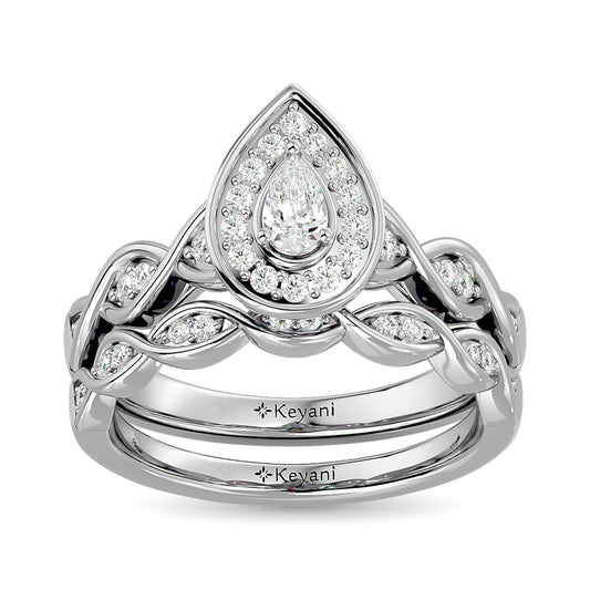 Diamond 1/2 Ct.Tw. Pear Cut Bridal Ring in 14K White Gold