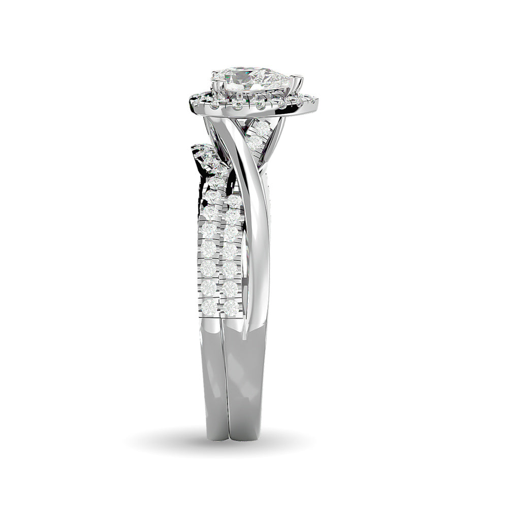 Diamond 5/8 Ct.Tw. Pear Cut Bridal Ring in 14K White Gold