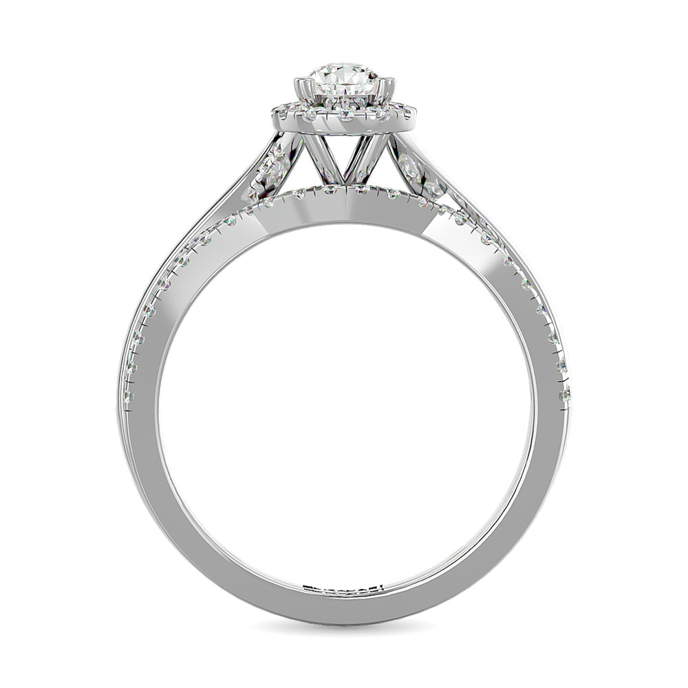 Diamond 5/8 Ct.Tw. Pear Cut Bridal Ring in 14K White Gold