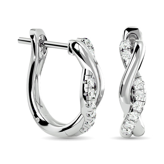 Diamond Hoop earrings 1/5 Ct.tw in 10K White Gold