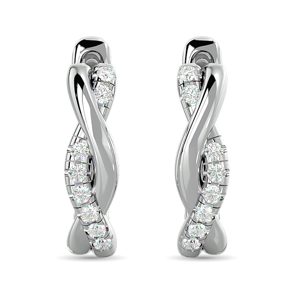Diamond Hoop earrings 1/5 Ct.tw in 10K White Gold