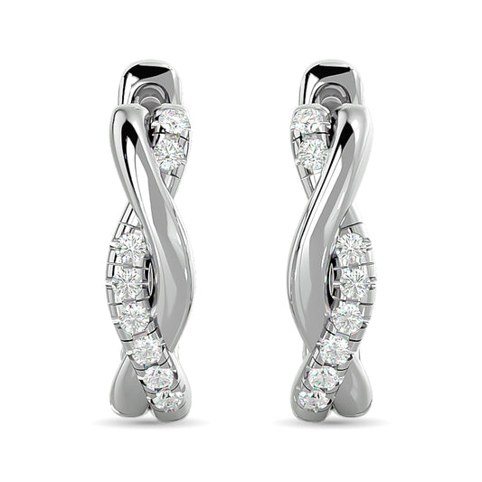 Diamond Hoop earrings 1/5 Ct.tw in 10K White Gold