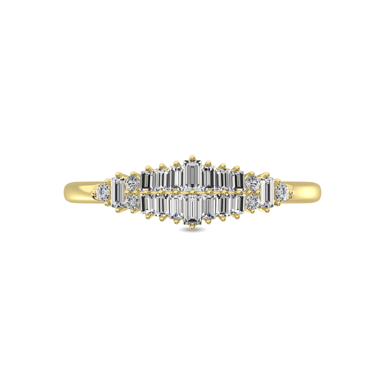 Diamond 1/4 Ct.Tw. Round and Baguette Fashion Ring in 10K Yellow Gold
