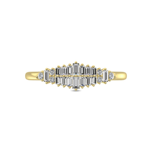 Diamond 1/4 Ct.Tw. Round and Baguette Fashion Ring in 10K Yellow Gold