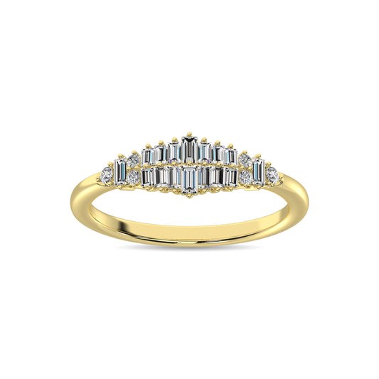 Diamond 1/4 Ct.Tw. Round and Baguette Fashion Ring in 10K Yellow Gold