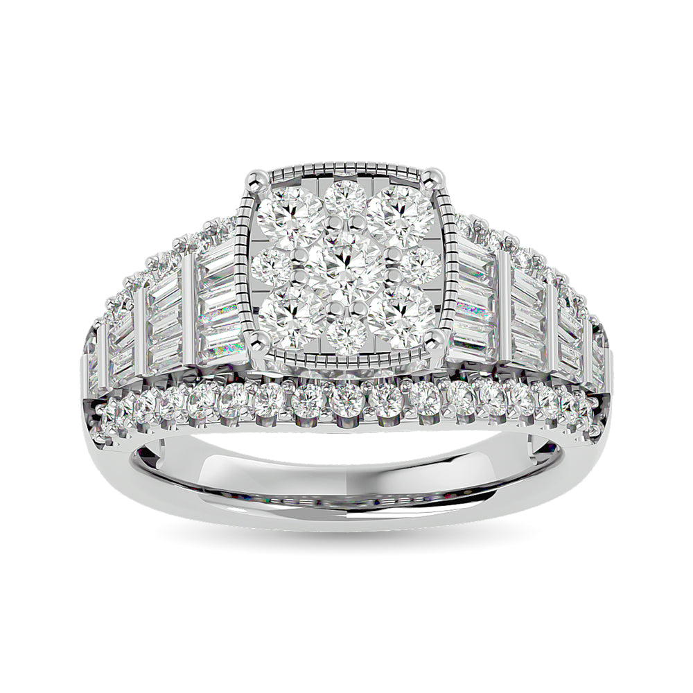 Diamond Engagement Ring 1 1/2 Ct.tw in 10K White Gold