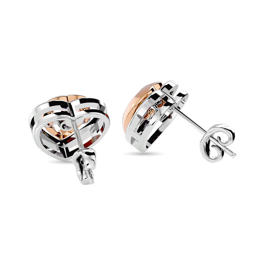 Diamond Two Tone Heart Earrings 1/20 Ct.tw in 10K White Gold