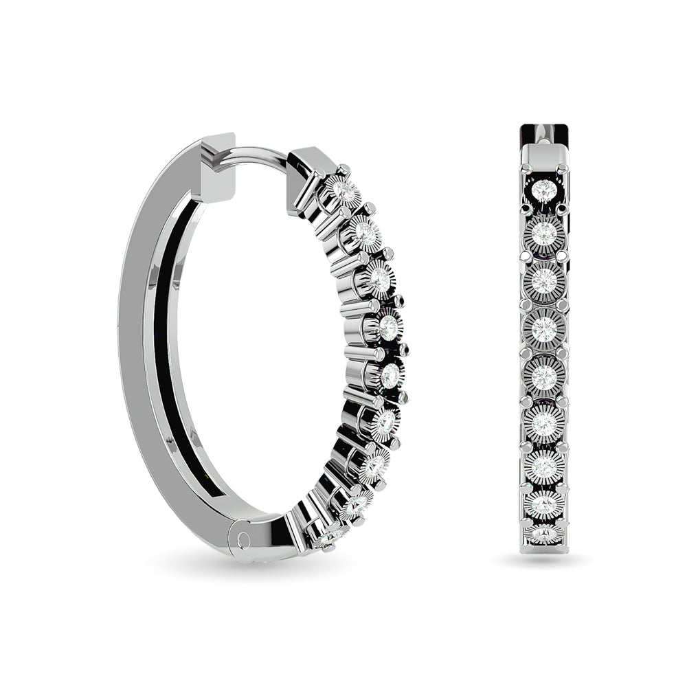 Diamond Hoop Earrings 1/8 Ct.tw in Sterling Silver