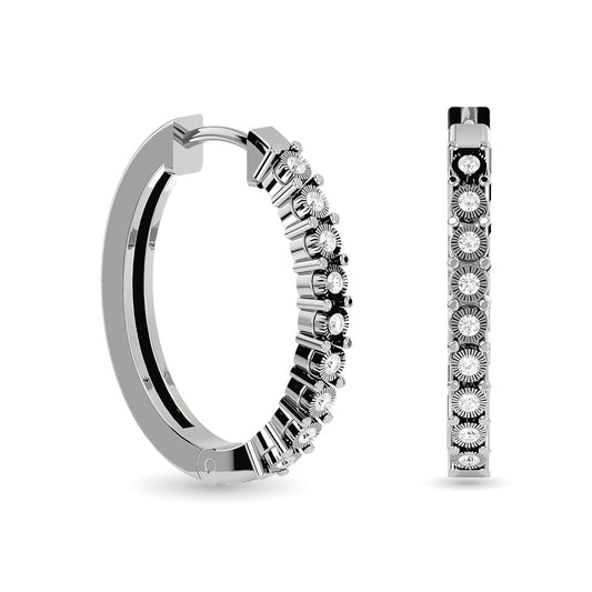 Diamond Hoop Earrings 1/8 Ct.tw in Sterling Silver