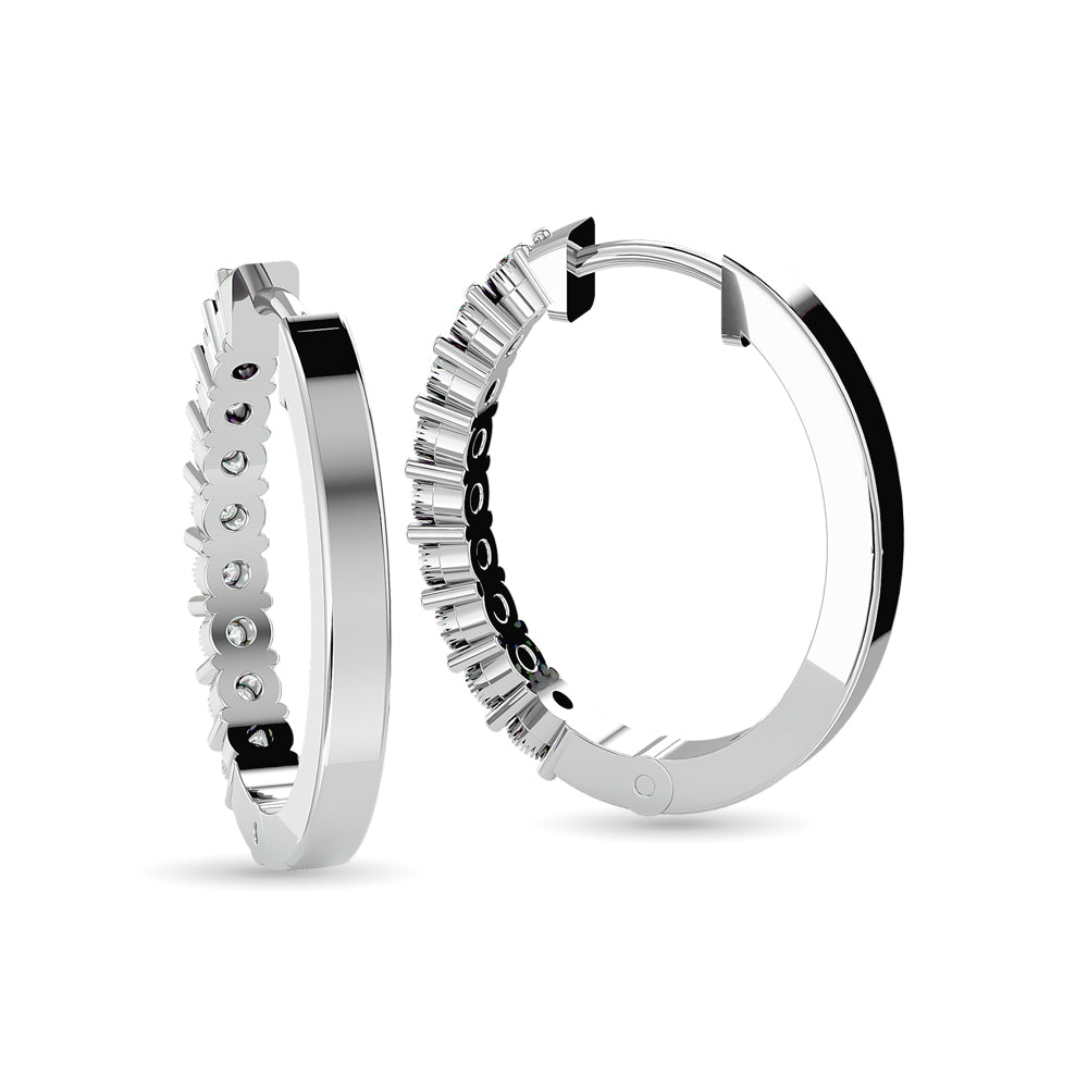 Diamond Hoop Earrings 1/8 Ct.tw in Sterling Silver