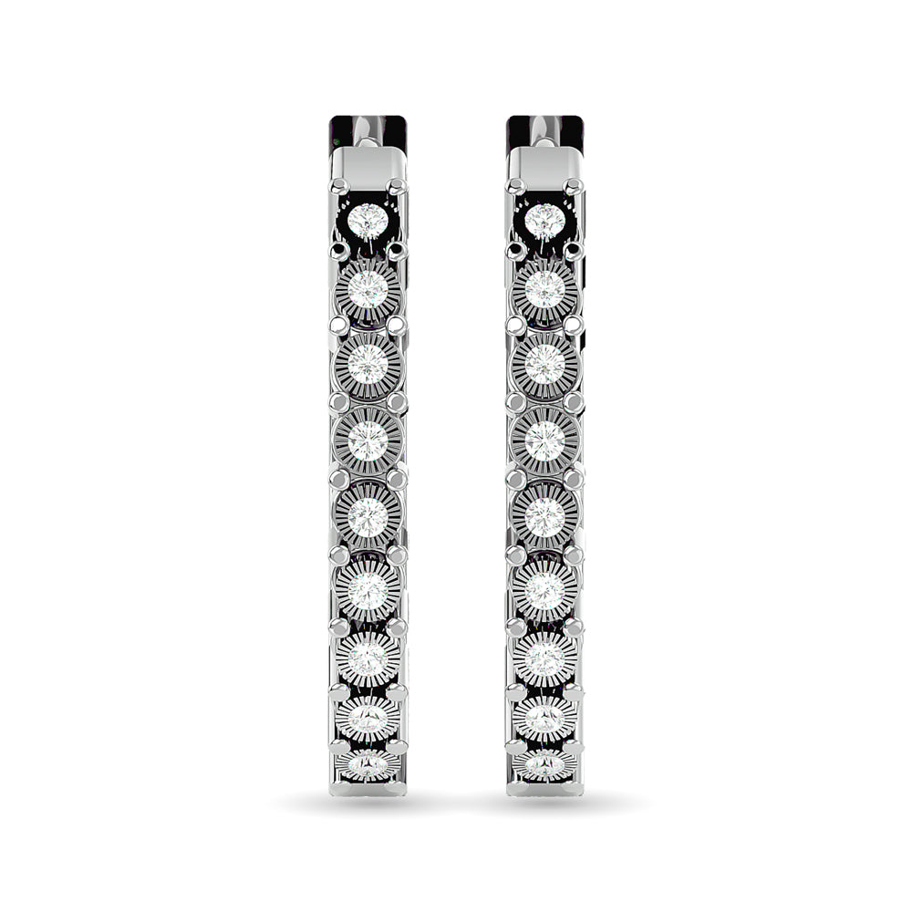 Diamond Hoop Earrings 1/8 Ct.tw in Sterling Silver