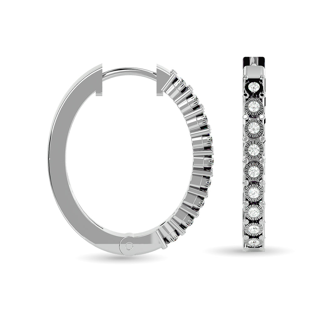 Diamond Hoop Earrings 1/8 Ct.tw in Sterling Silver
