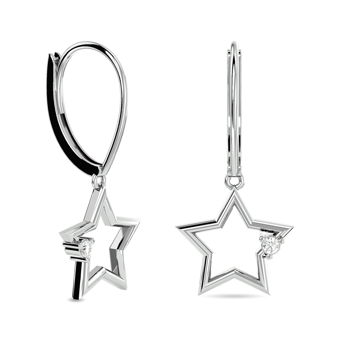Diamond 1/20 Ct.tw Star Earrings in Sterling Silver