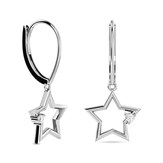 Diamond 1/20 Ct.tw Star Earrings in Sterling Silver