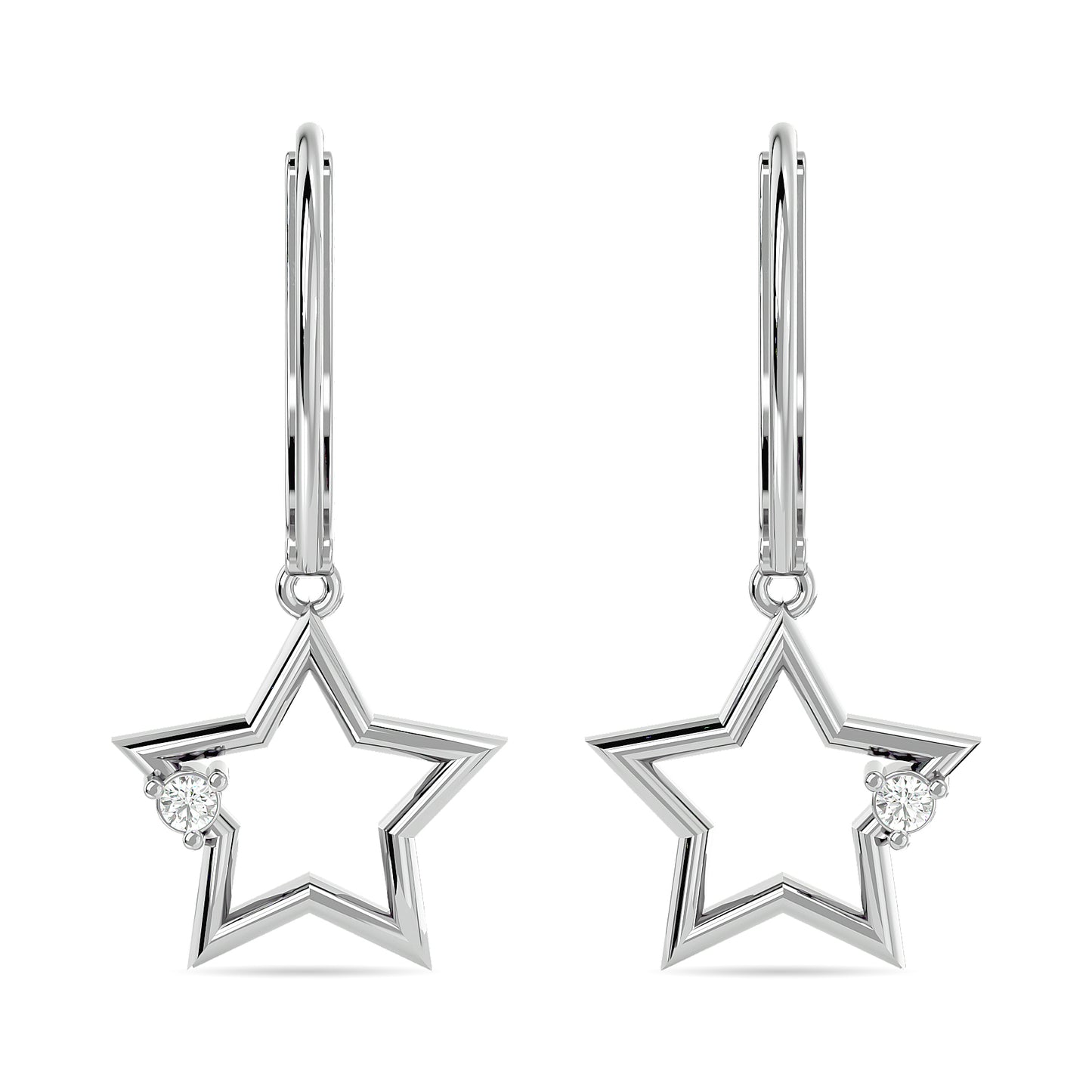 Diamond 1/20 Ct.tw Star Earrings in Sterling Silver