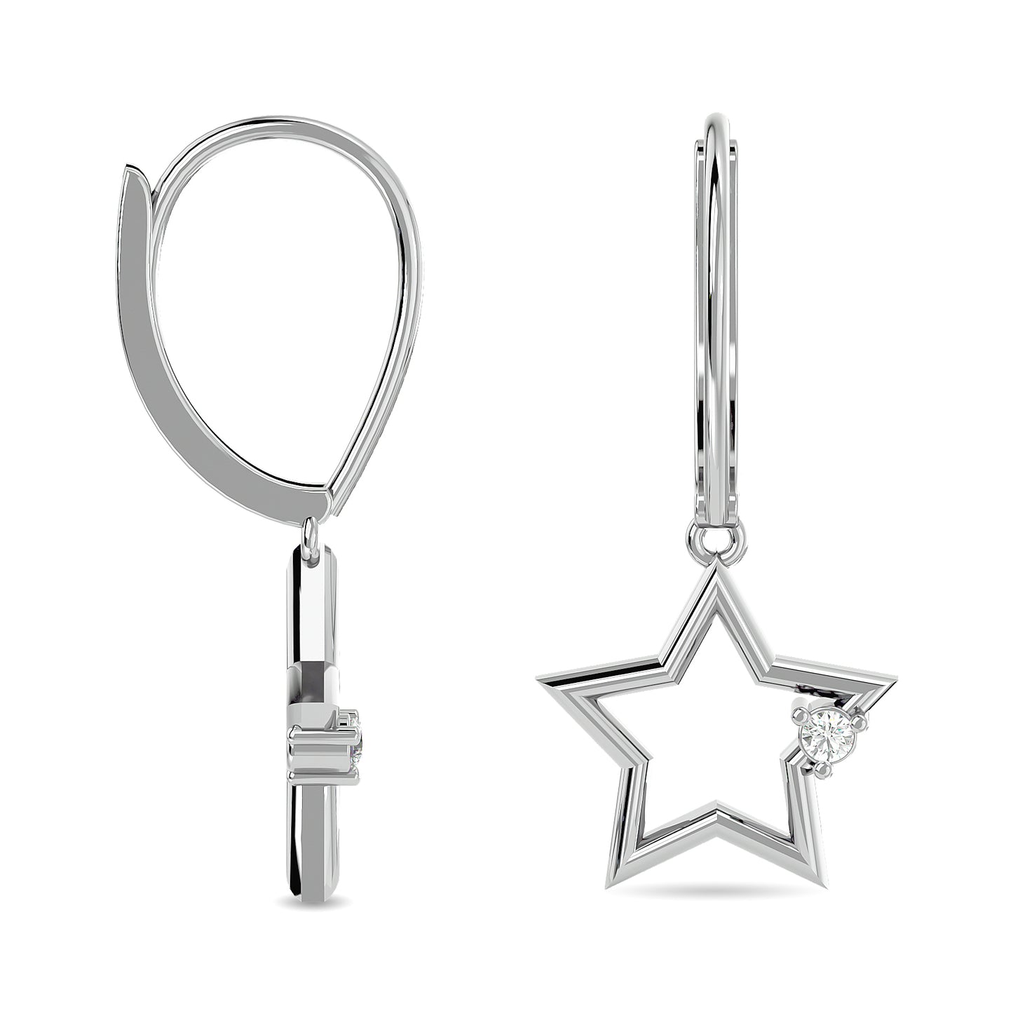 Diamond 1/20 Ct.tw Star Earrings in Sterling Silver